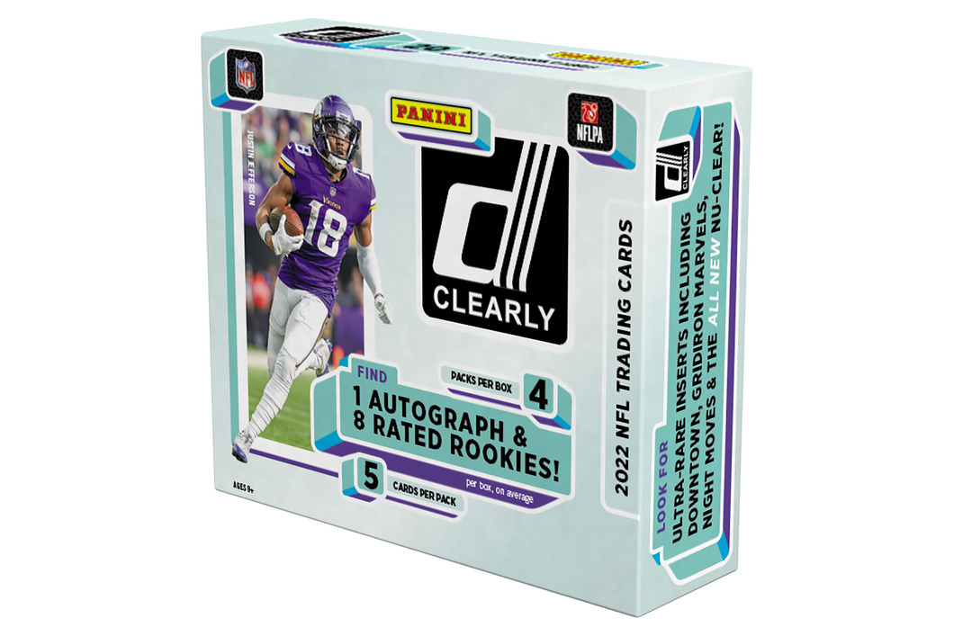 2022 Panini Clearly Donruss Football Hobby Box (4 Packs/5 Cards: 1 Auto)