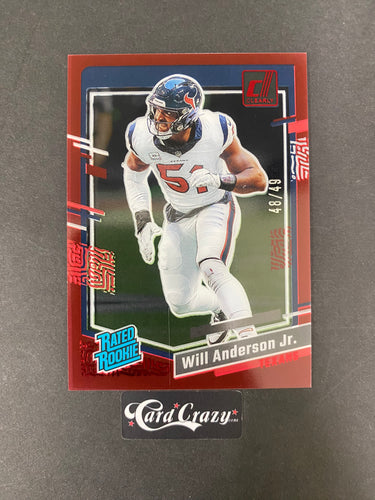 Will Anderson Jr RC - Red 48/49 - Clearly Donruss FB 2023